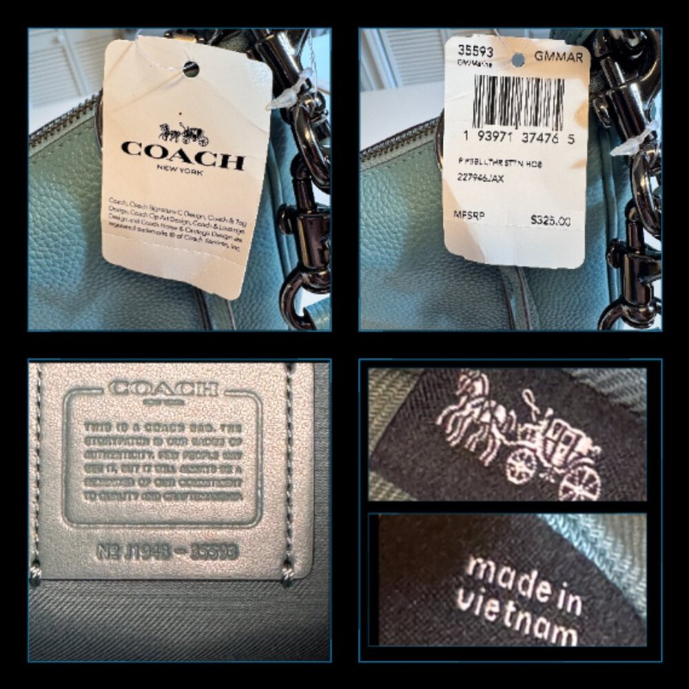Coach Sutton Hobo Polished Pebble Leather Bag Purse Marine Blue style 35593 - Picture 9 of 14